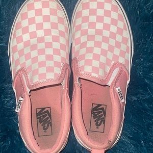 Youth pink and white Checkered Vans